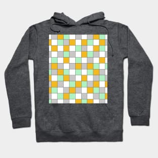 Grey, Mint Green and Mustard Yellow, Checked, Grid Hoodie